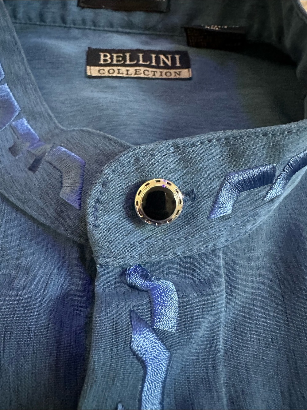 Bellini Blue Embroidered Button-Front Shirt - Picture 5 of 5